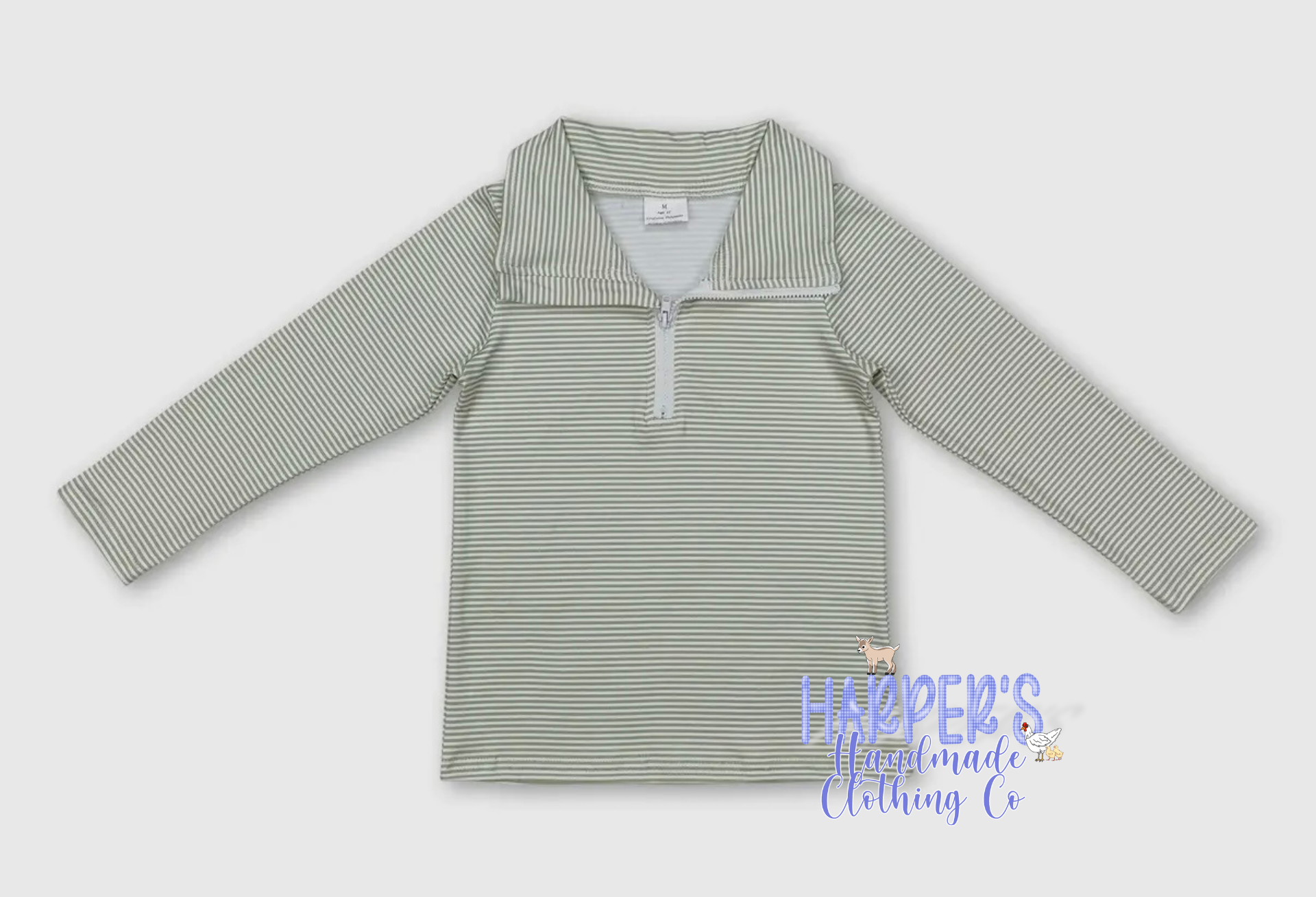 Green striped pullover
