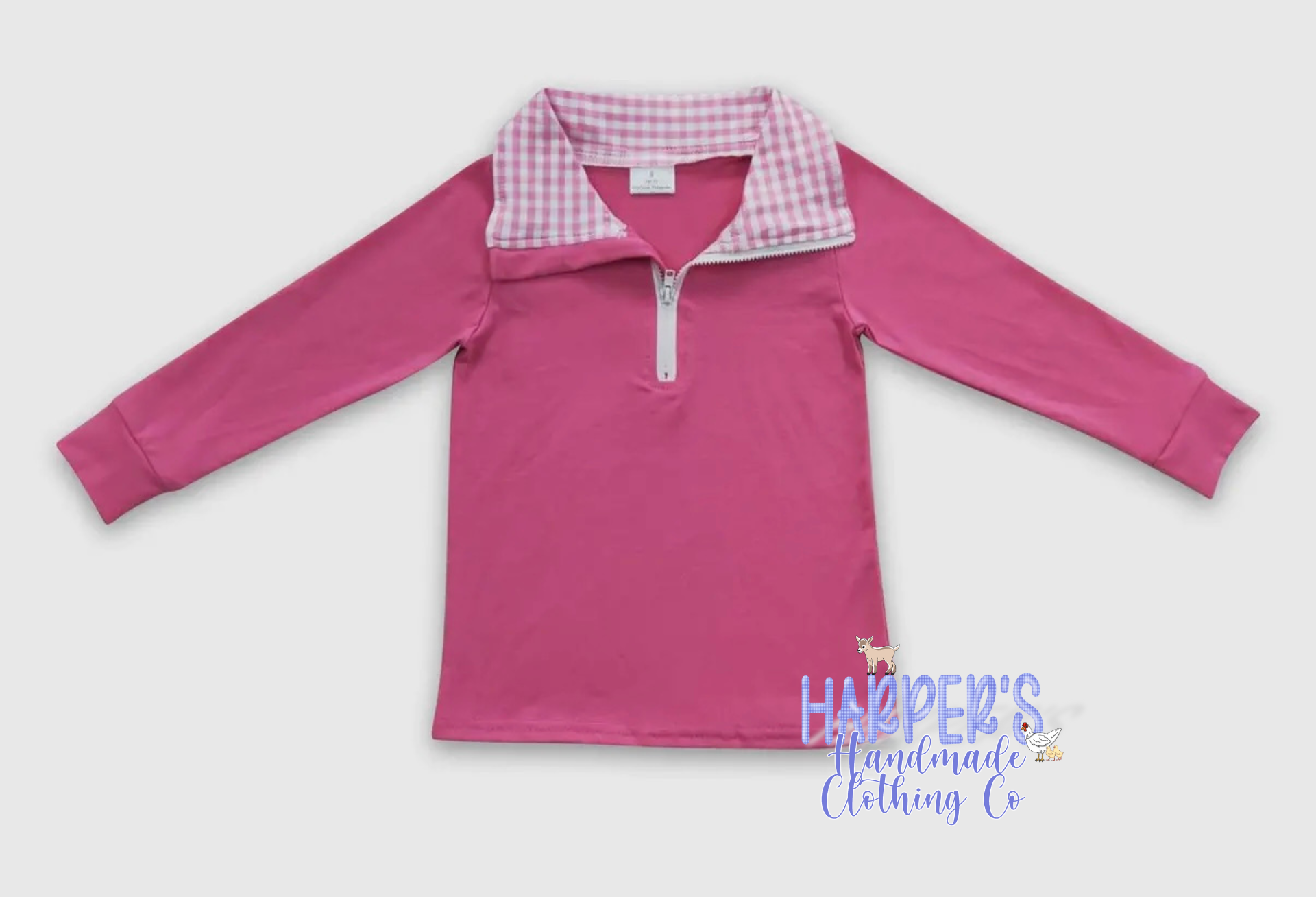 Pink gingham pullover