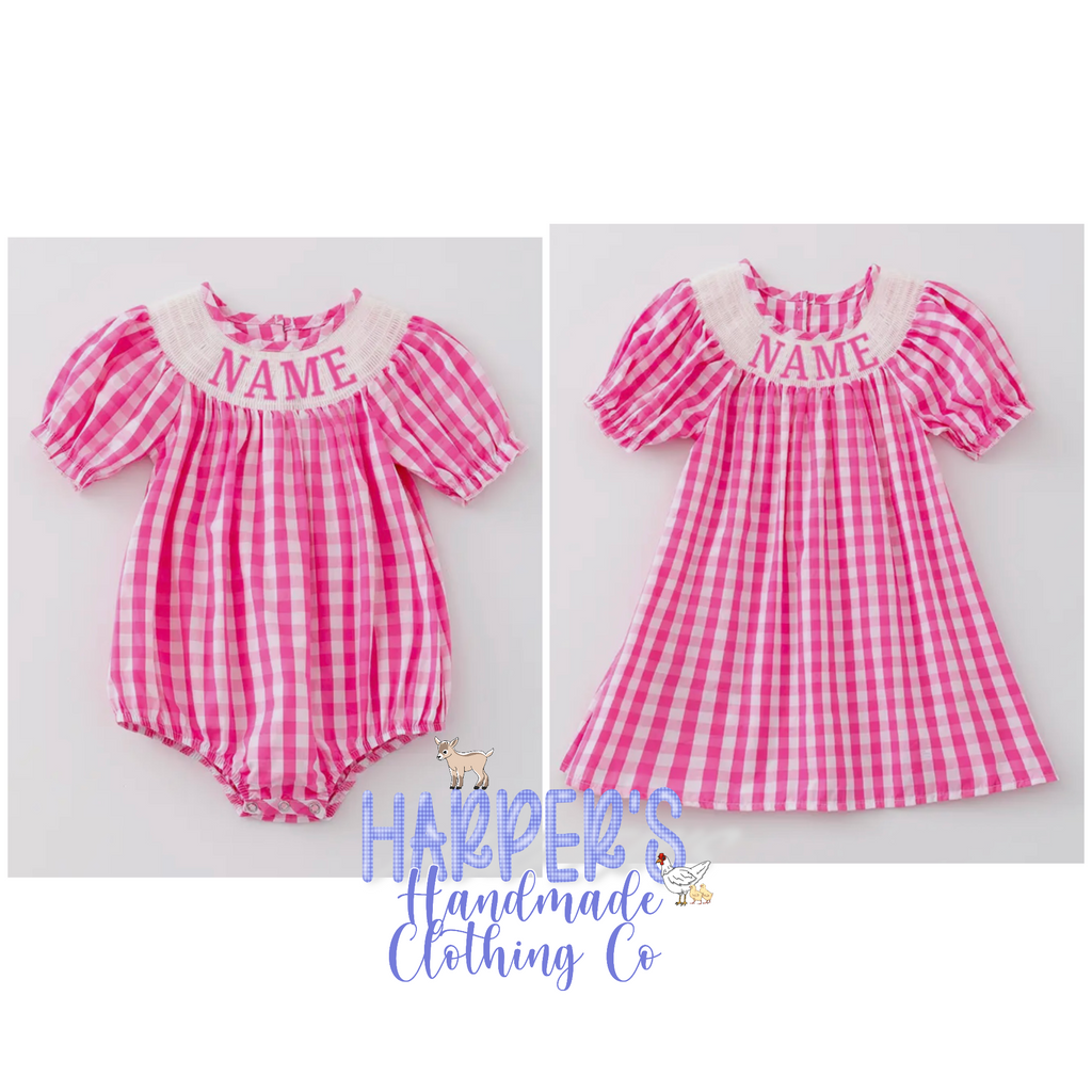 Gingham Name Smock