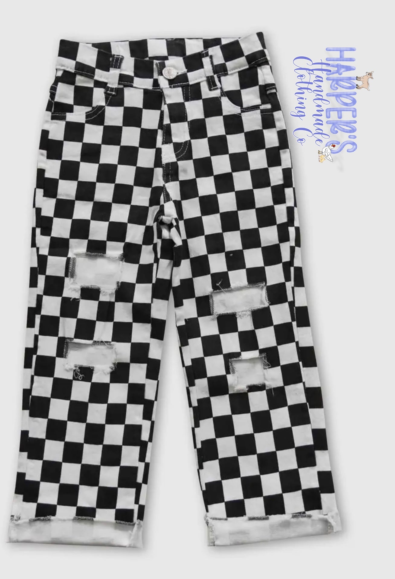 Black checkered denim
