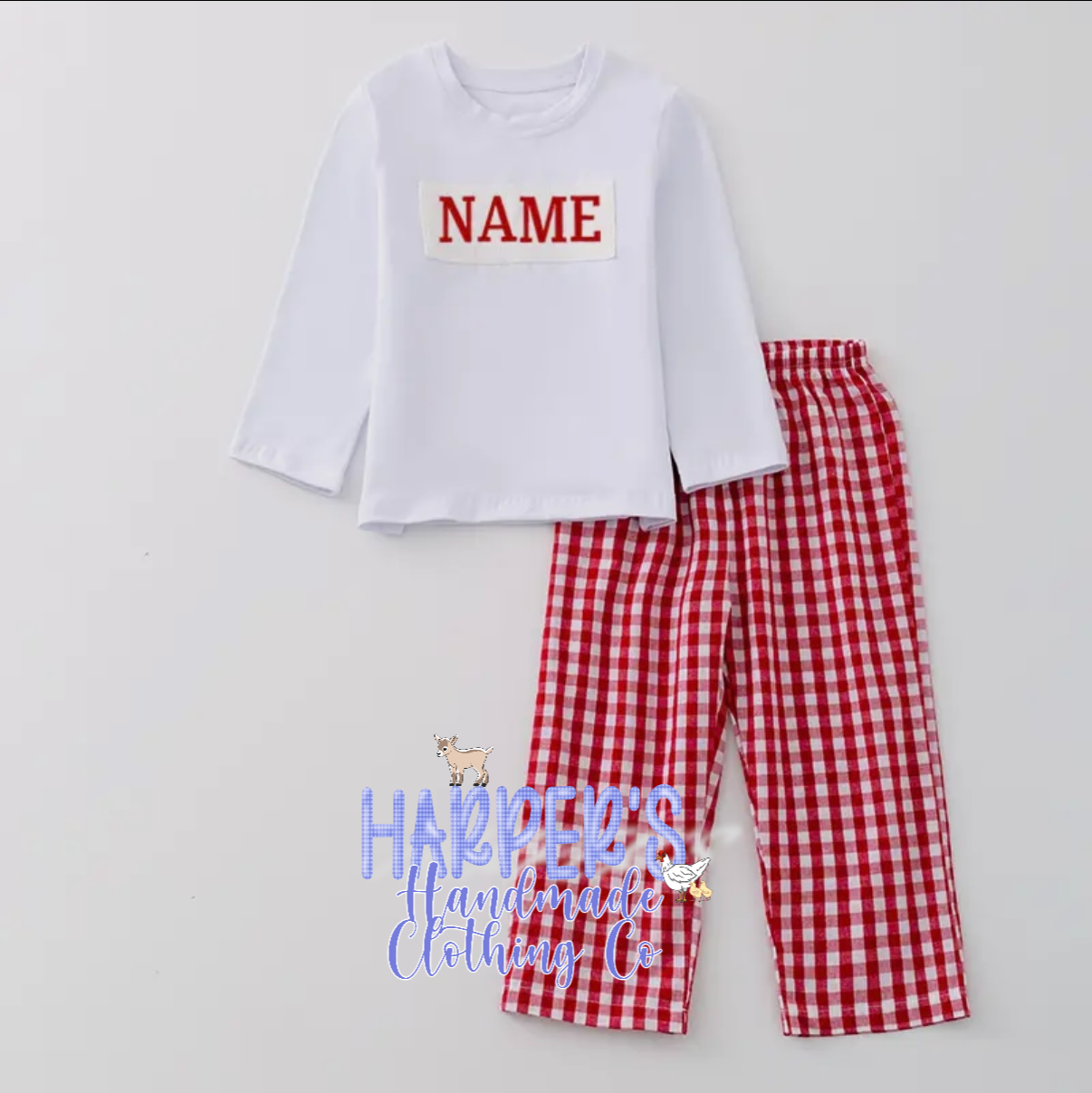 Red Gingham Name set